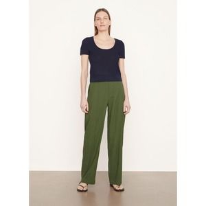 Vince Navy Blue Textured Scoop Neck Top Size Small